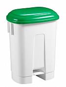 картинка Ведро пластиковое для мусора, 60л. с держателем под  мешок, с педалью, белое с зеленой крышкой ACG купить