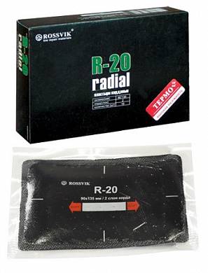 картинка Пластырь кордовый радиальный R-20, ТЕРМО, 2 слоя корда, 90х135мм, упаковка 10 штук, Rossvik. 