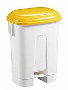 картинка Ведро пластиковое для мусора, 60л. с держателем под мешок, с педалью, белое с желтой крышкой ACG купить