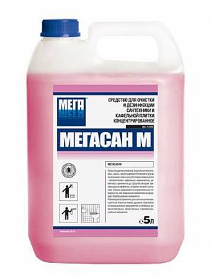 картинка МЕГАСАН М средство для очистки и дезинфекции сантехники и кафельной плитки, гель 5л. 