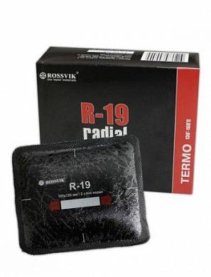 картинка Пластырь кордовый радиальный R-19, ТЕРМО, 2 слоя корда, 100х125мм, упаковка 10 штук, Rossvik. 